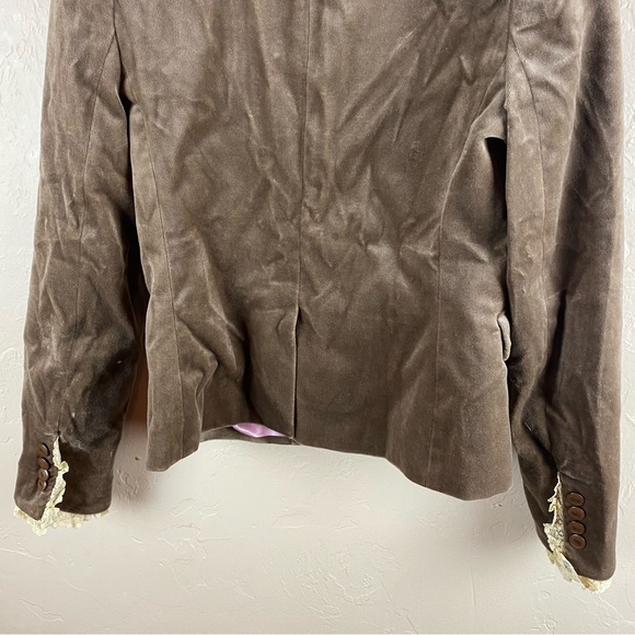 Juicy Couture Brown Tan Velvet Blazer Jacket Lace Cuff Size Womens size 4 Y2K - Picture 11 of 12